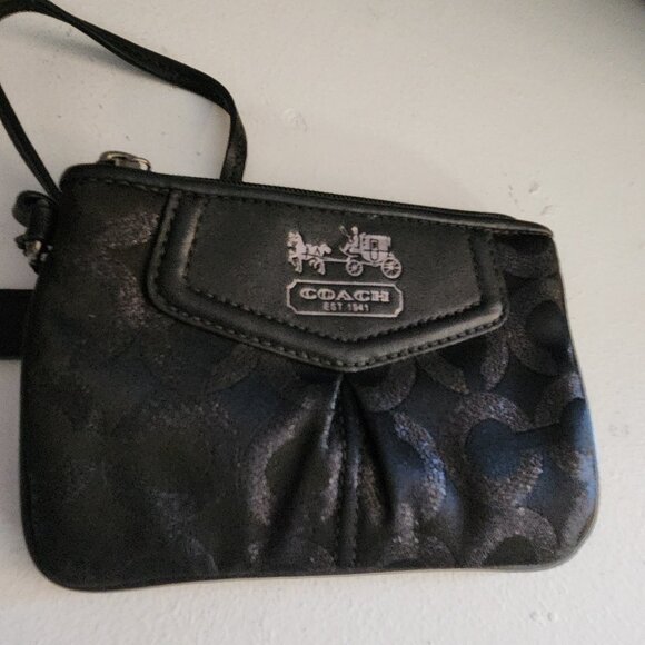 Euc Coach Mia Metallic Lurex Black Shoulder Bag w/Wristlet - Picture 3 of 16